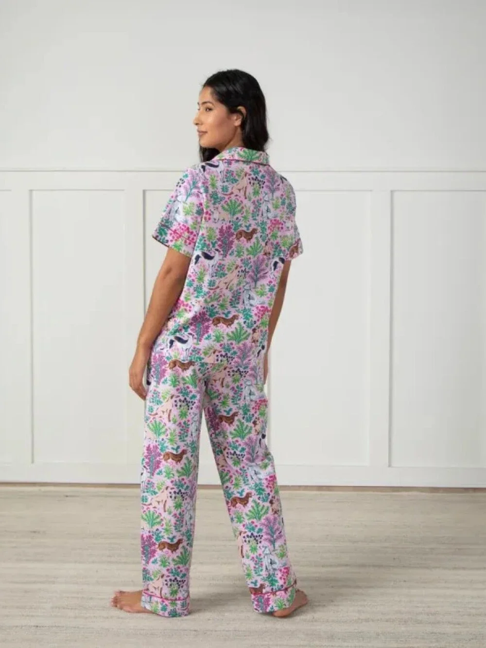 NWT Printfresh Pink Must Love Dogs Short Sleep Top & Long Pants Set Size Large